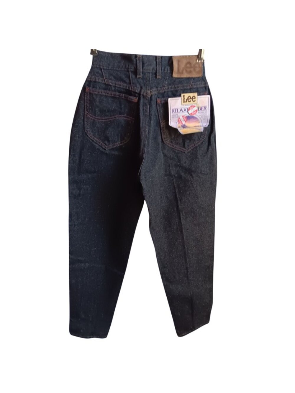 Womens JEANS NOS 24x28 3 MED Vtg 90s LEE HIGH WAIST PEPPER WASH RELAXED DENIM - Picture 2 of 5